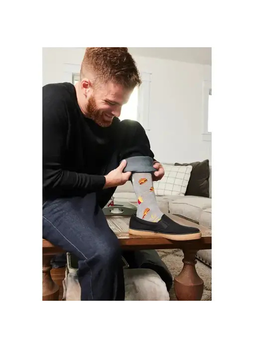 Burgers & Fries Mens Bamboo Crew Socks Gray Heather 10-13