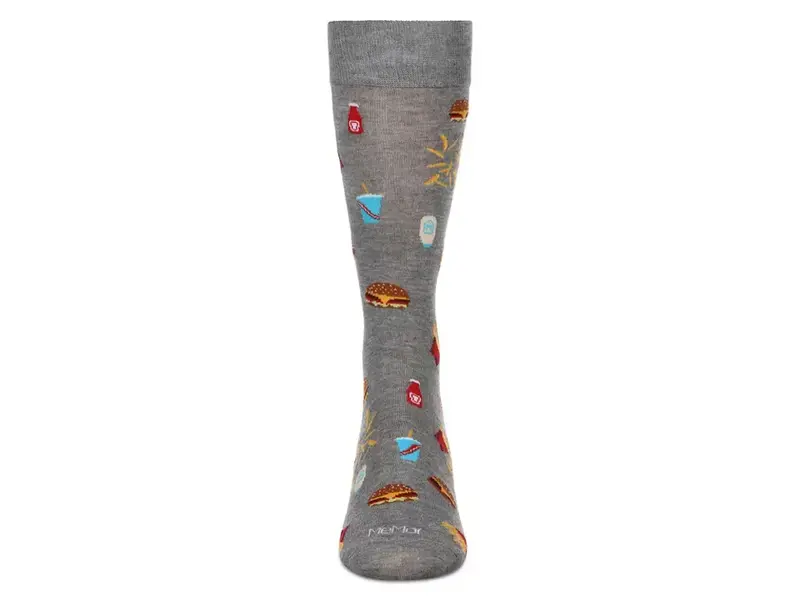 Infinity Classics International Burgers & Fries; Bamboo Crew Socks; Gray 10-13