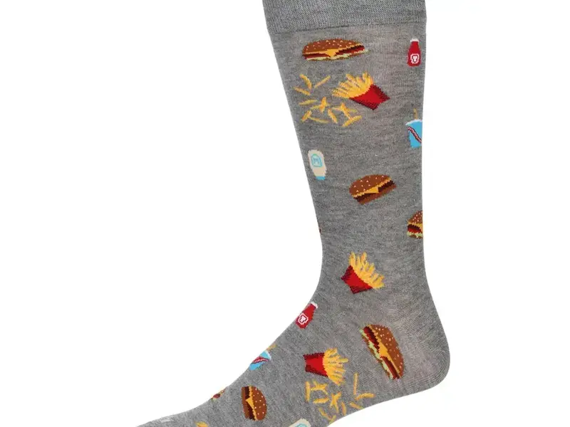 Infinity Classics International Burgers & Fries; Bamboo Crew Socks; Gray 10-13