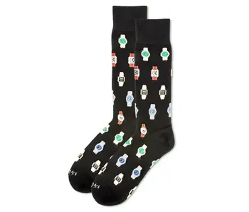 Time To Get A Watch Bamboo Blend Men's Crew Socks Black 10-13