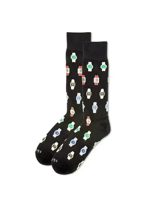 Time To Get A Watch Bamboo Blend Men's Crew Socks Black 10-13
