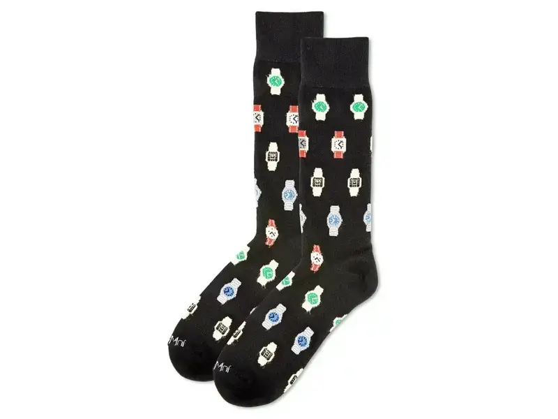 Infinity Classics International Time To Get A Watch Bamboo Blend Men's Crew Socks Black 10-13