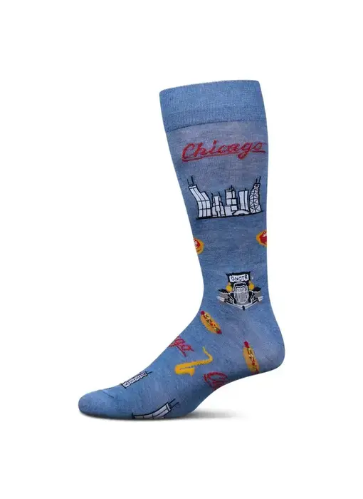 Best of Chicago; Bamboo Crew Socks; Denim 10-13