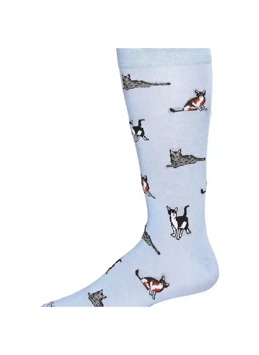 Men's Hip Cool Cats Novelty Crew Sock Light Blue 10-13