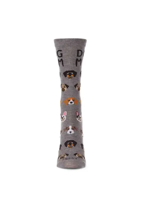Women's Dog Mom Bamboo Crew Socks Med Gray Heather  9-11