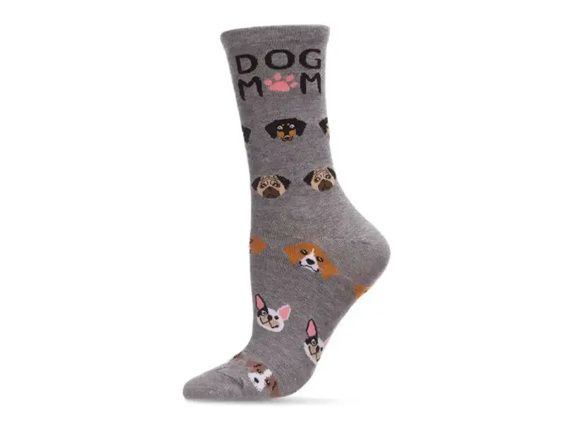 Infinity Classics International Dog Mom; Bamboo Crew Socks; Gray  9-11