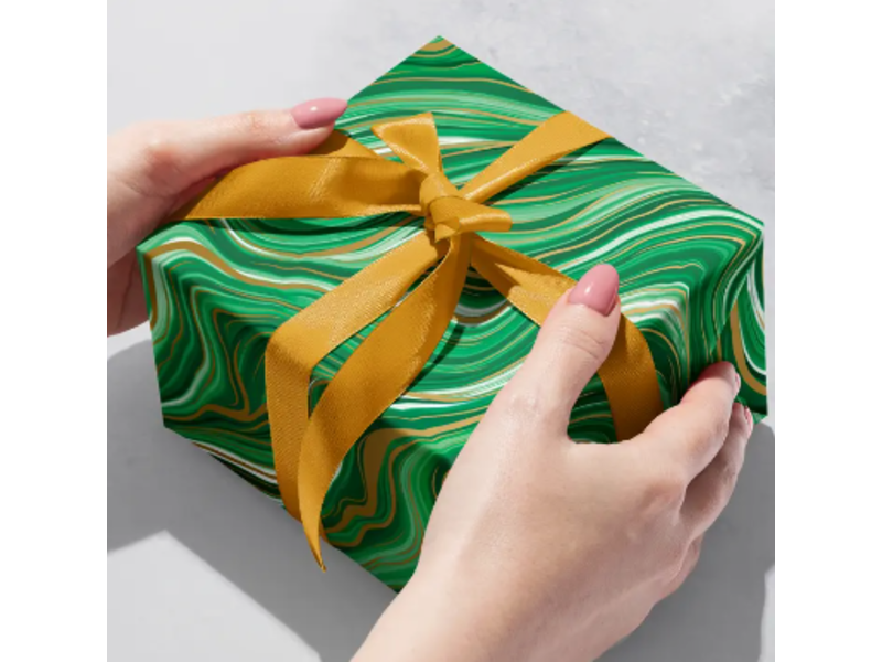 Jillson & Roberts Marbleized Green Wrap - Roll