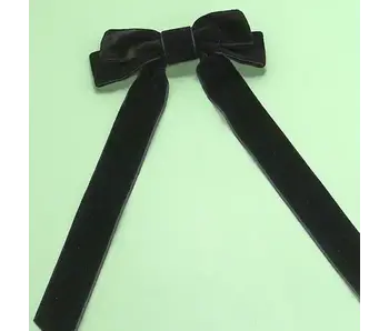 Soft Long Velvet Ribbon Bow Hair Clips - Black
