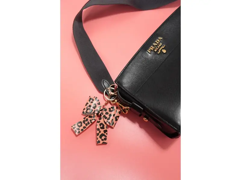JOSSLYN Vegan Leather Bow Bag Charm Keychain