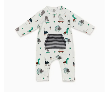 Skater Dino Kangaroo Pocket Baby Jumpsuit (Organic Jersey)