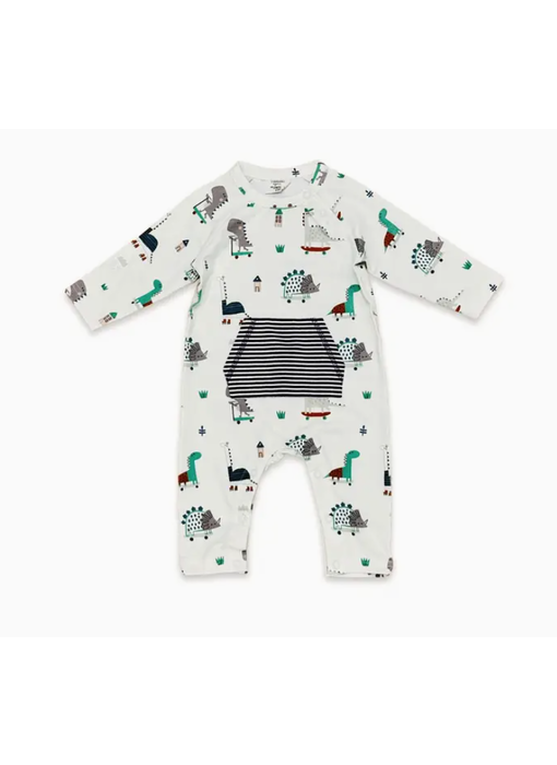 Skater Dino Kangaroo Pocket Baby Jumpsuit (Organic Jersey)