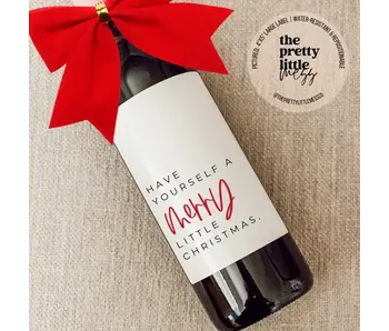 Holiday Wine Label, Merry Little Christmas 4"x5"