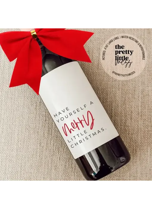 Holiday Wine Label, Merry Little Christmas 4"x5"