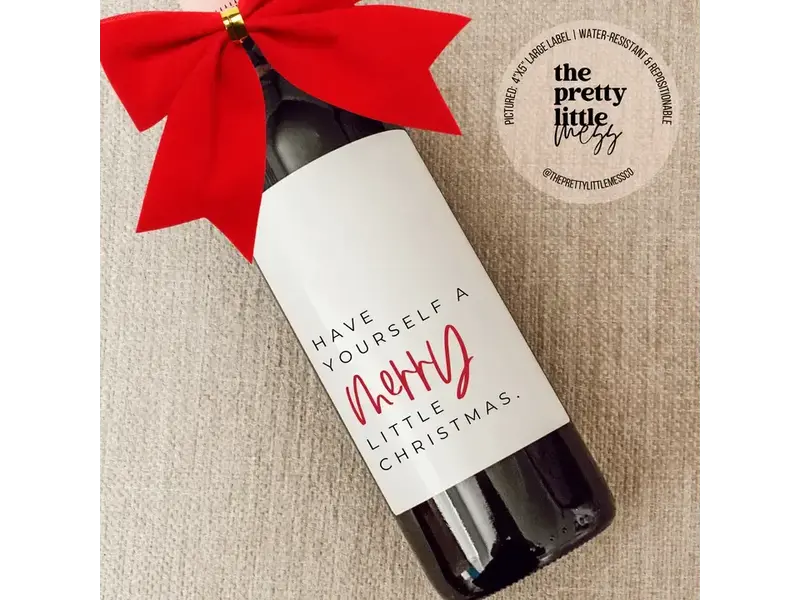 the pretty little mess Holiday Wine Label, Merry Little Christmas 4"x5"