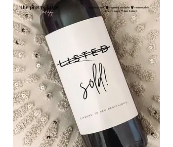 Housewarming Wine Label, Cheers to New Beginnings 4"x5"