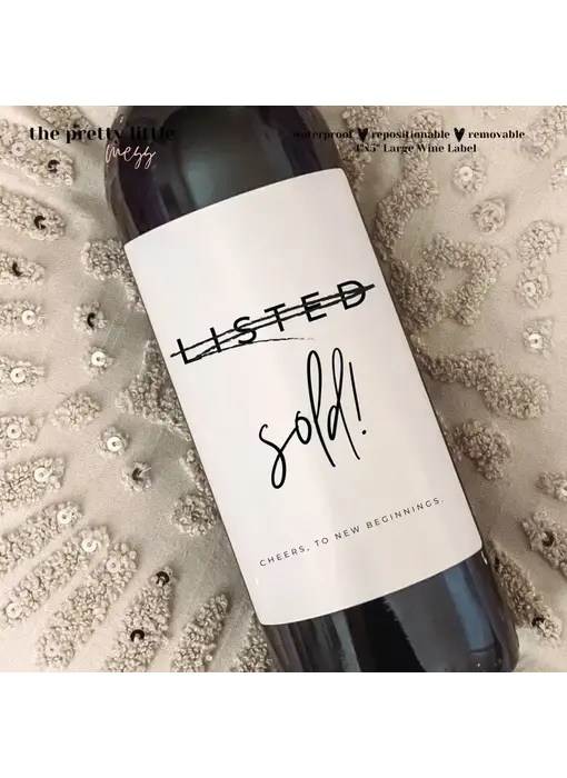 Housewarming Wine Label, Cheers to New Beginnings 4"x5"