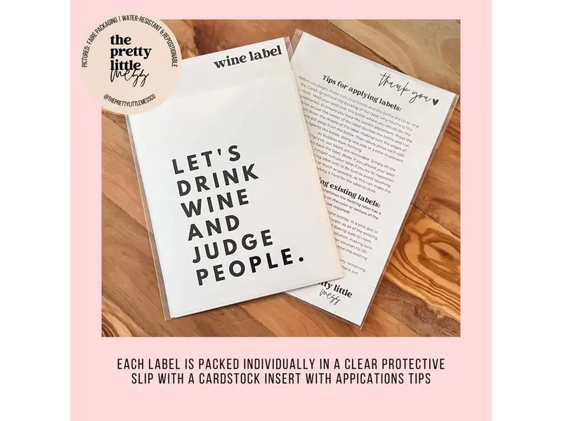 the pretty little mess Funny Wine Label, Pairs Well with Retirement 4"x5"