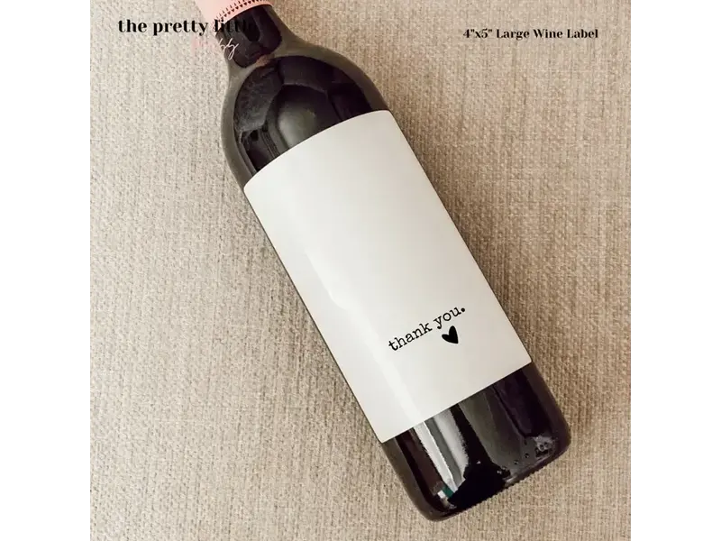 the pretty little mess Thank You Wine Label 4"x5"