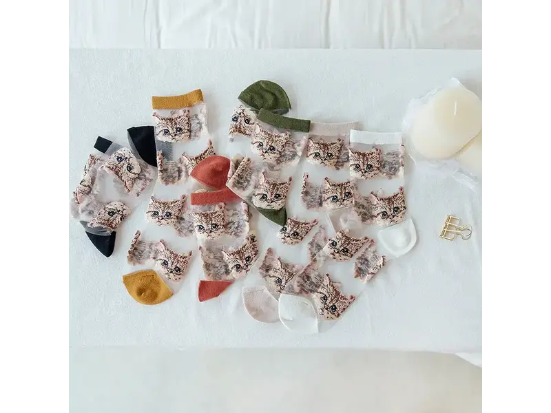 Funkyrel® Atzbranding Limited Cat Mesh Socks For Women
