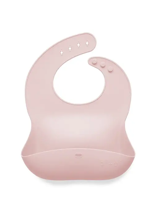 Silicone Baby Bib Roll Up & Stay Closed (True Pink)