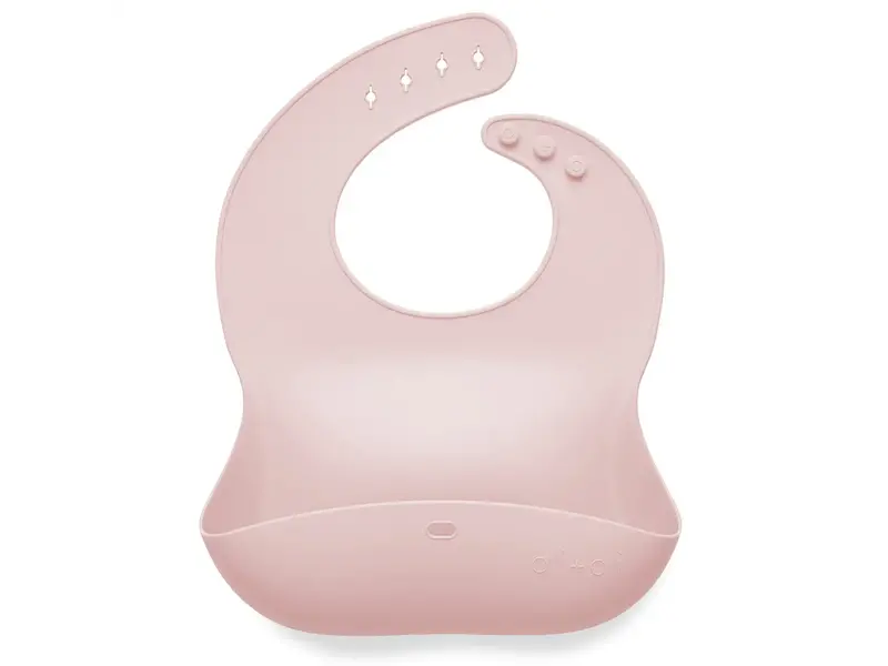 Ali + Oli Silicone Baby Bib Roll Up & Stay Closed (True Pink)