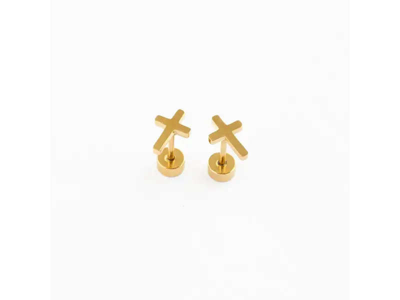 pip pop post Cross earrings