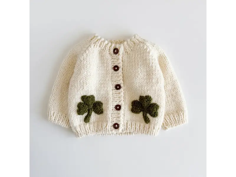 Figgy Friends Clover Cardigan Baby Kids Shamrock Knit Apparel Lucky: XS, 6-12 month
