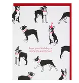 Smudge Ink Boston Terrier Birthday Card