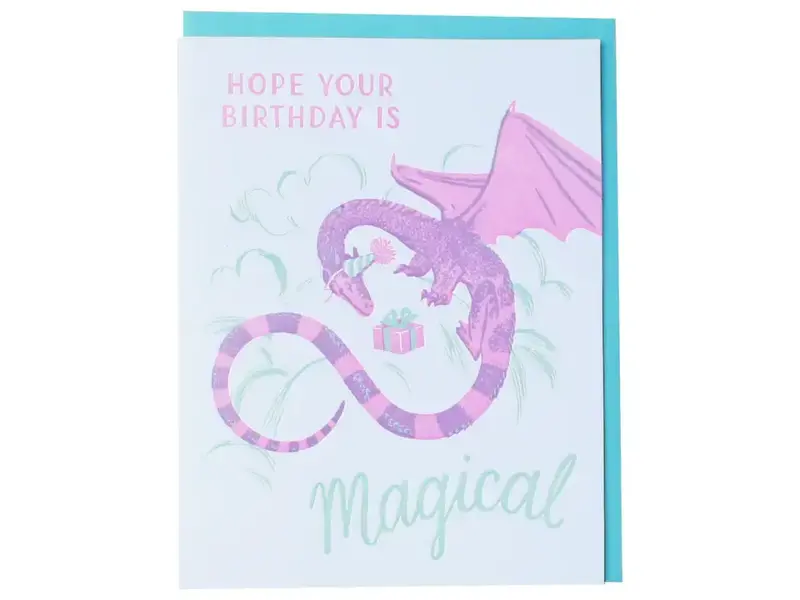 Smudge Ink Happy Dragon Birthday Card