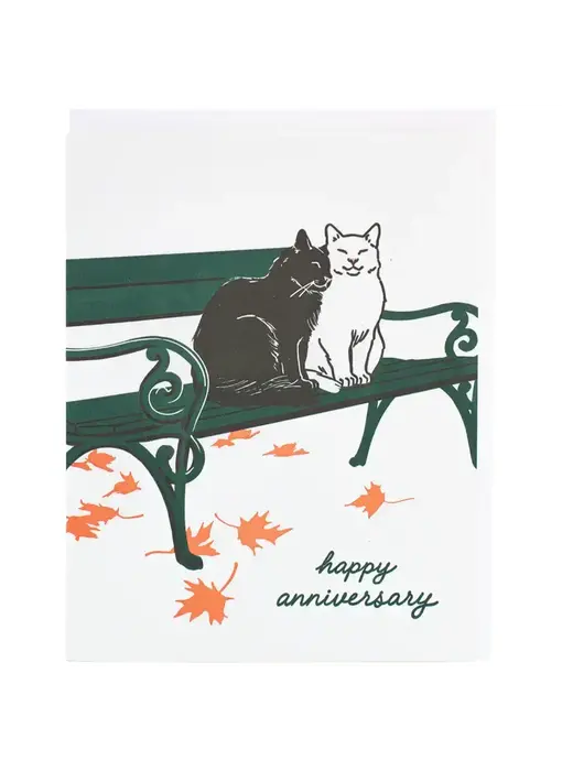 Cats On A Bench Anniversary Card