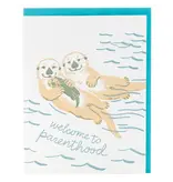 Smudge Ink Otter Family Baby Card