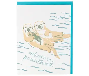 Otter Family Baby Card