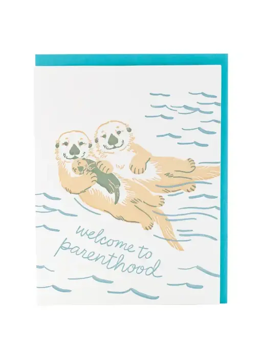 Otter Family Baby Card