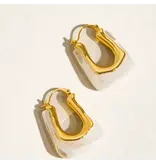 MAIQ Accessories Talia 18K Gold U-Shaped Boho Hoop Earring White