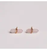 JaxKelly Mineral Point - Rose Quartz - Gold Wire Wrapped Earrings