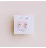 JaxKelly Mineral Point - Rose Quartz - Gold Wire Wrapped Earrings