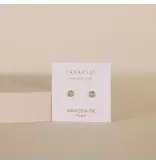 JaxKelly Simple Stud Earrings - Amazonite Gemstone - 18k Gold Plated