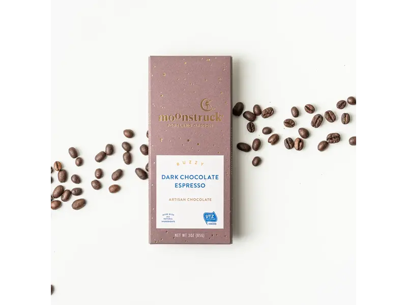 Moonstruck Chocolate Co Buzzy Dark Espresso Chocolate Bar