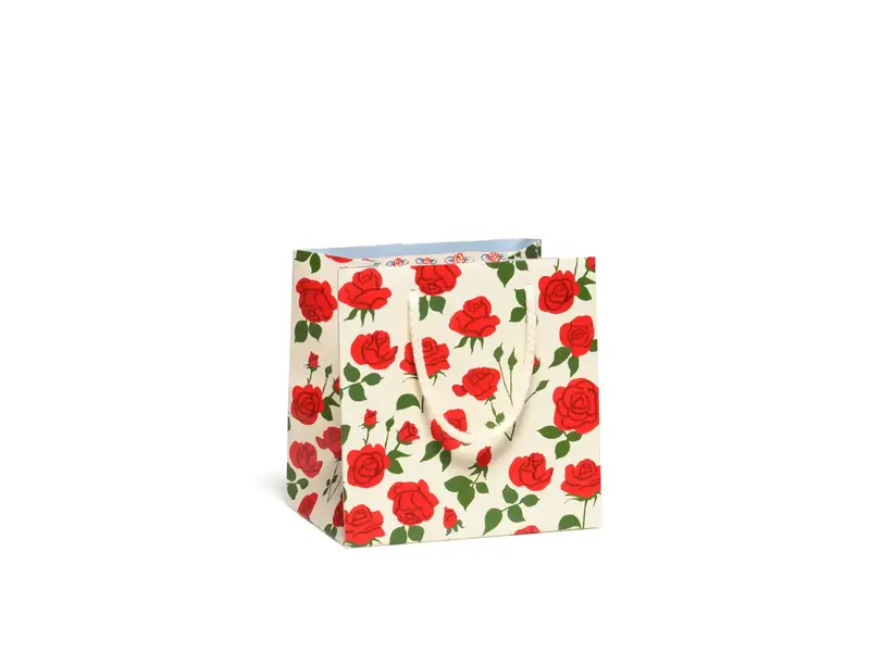Red Cap Cards Blooming Roses Small Gift Bag