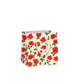 Red Cap Cards Blooming Roses Small Gift Bag