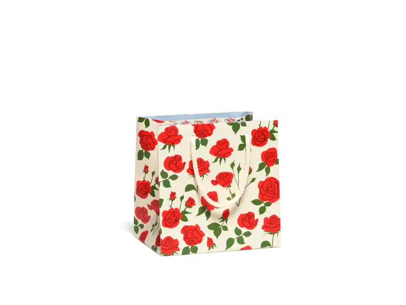 Red Cap Cards Blooming Roses Small Gift Bag