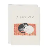 Red Cap Cards Cat Cuddle Love Greeting Card
