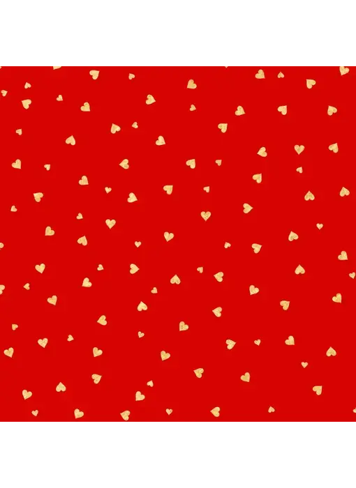 Gold Red Hearts Gift Wrap - Rolls