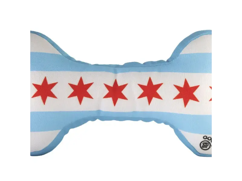 Sophisticated Pup Chicago Flag Bone Dog Toy
