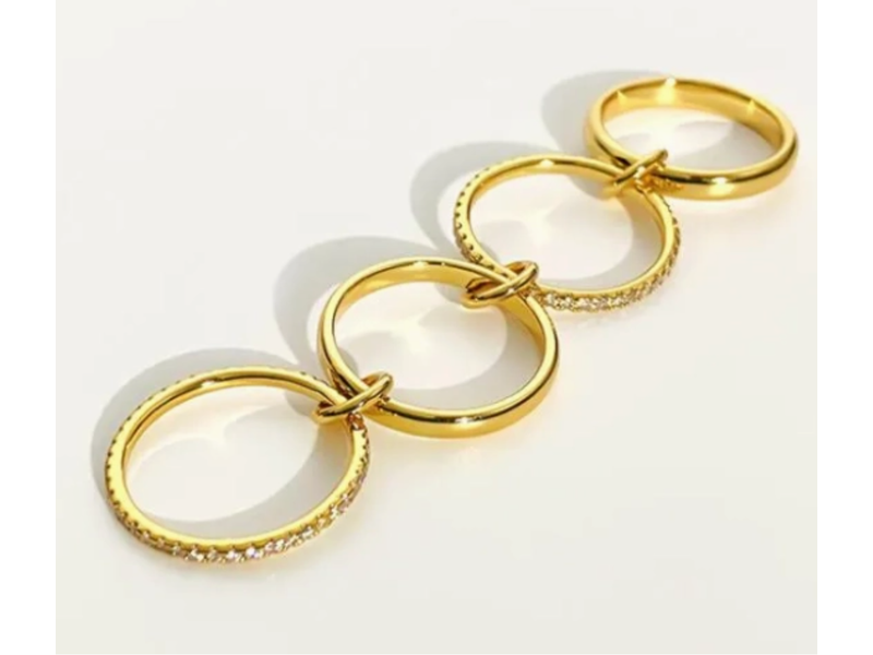 HoopLa Style Multi Band Eternity Ring Band- Stacking Bands Gold