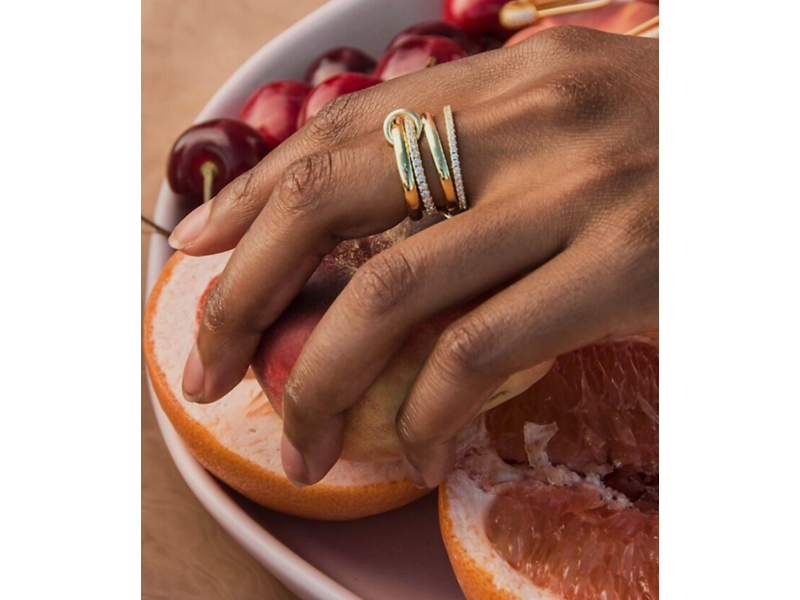 HoopLa Style Multi Band Eternity Ring Band- Stacking Bands Gold