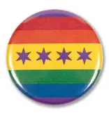Transit Tees Button pin- pride flag chicago flag