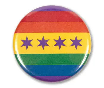 Button pin- pride flag chicago flag