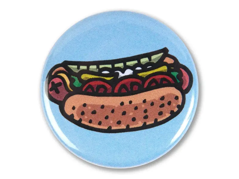Transit Tees Button pin- hot dog