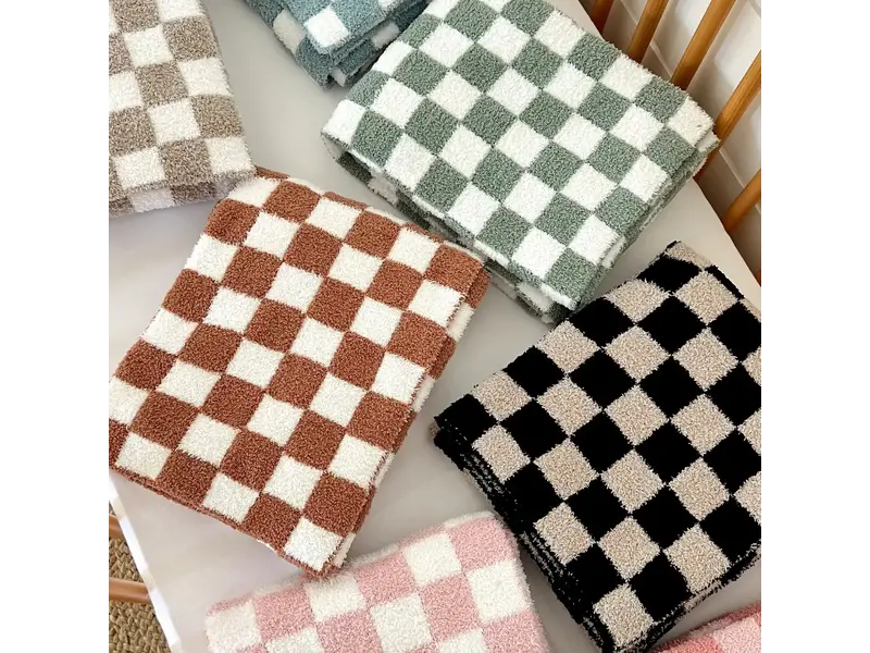 SpearmintLOVE Phufy® Bliss Checkerboard Blanket, Cocoa